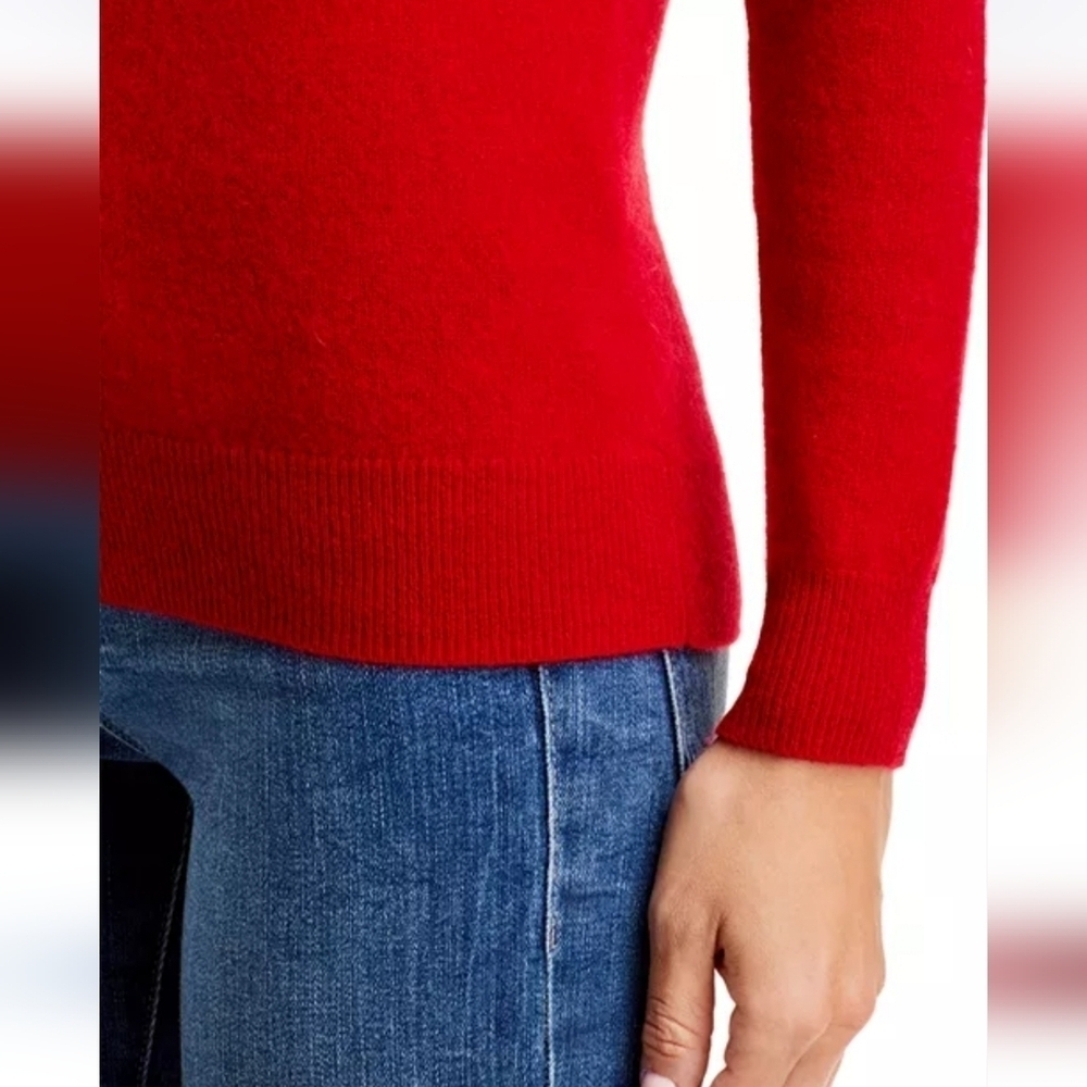 NWT C by Bloomingdales 100% 2-Ply Cashmere Turtleneck Sweater Scarlet Size L - Picture 4 of 12